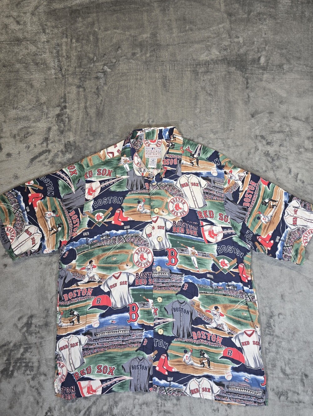 Vintage MLB Reyn Spooner Boston Red Sox Hawaiian Button Up Shirt Size Medium AOP